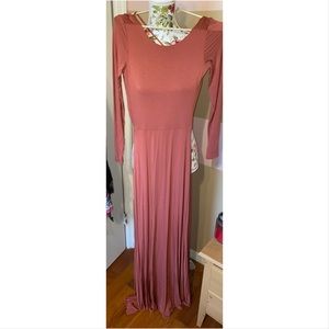Mauve Color Long Fitted Dress